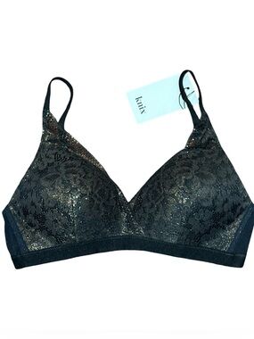 BNWT KNIX DEEP V BRALETTE GILDED BLACK SIZE SMALL